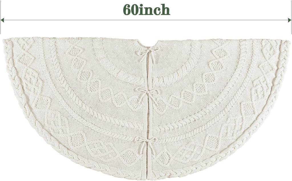 Knit Christmas Tree Skirts, Neutral Tree Skirt, Cozy Christmas Decorations