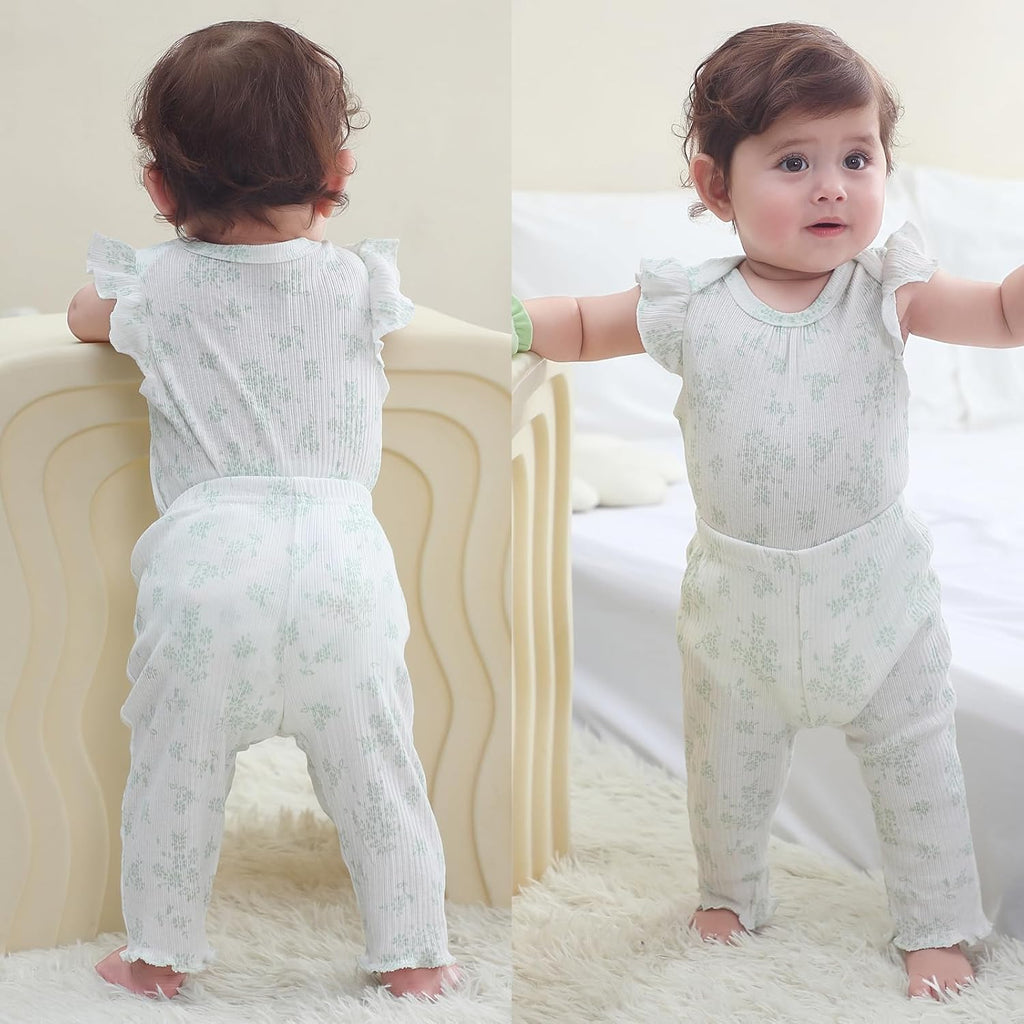 Baby Bodysuit and Pant Set Summer Ribbed Mix Match Infant Clothes