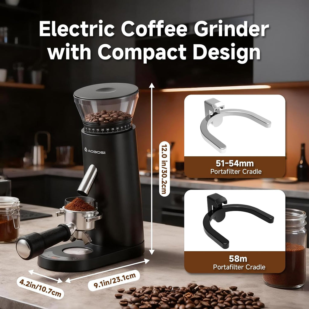 Cordless Burr Coffee Grinder, Rechargeable with 60 Grind Settings & Anti-Static, Digital Timer Touchscreen, Portable