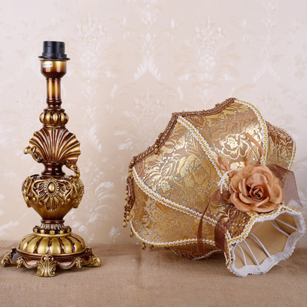 Victorian Embroidered Table Lamp, Elegant Fabric Bedside Lamp Light Gorgeous Nightstand Lamp Desk Lamp Light Vintage