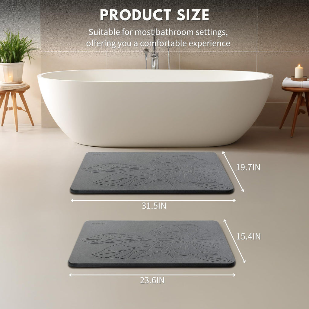 Extra Large Diatomaceous Earth Stone Bath Mat, 31.5"x19.7"