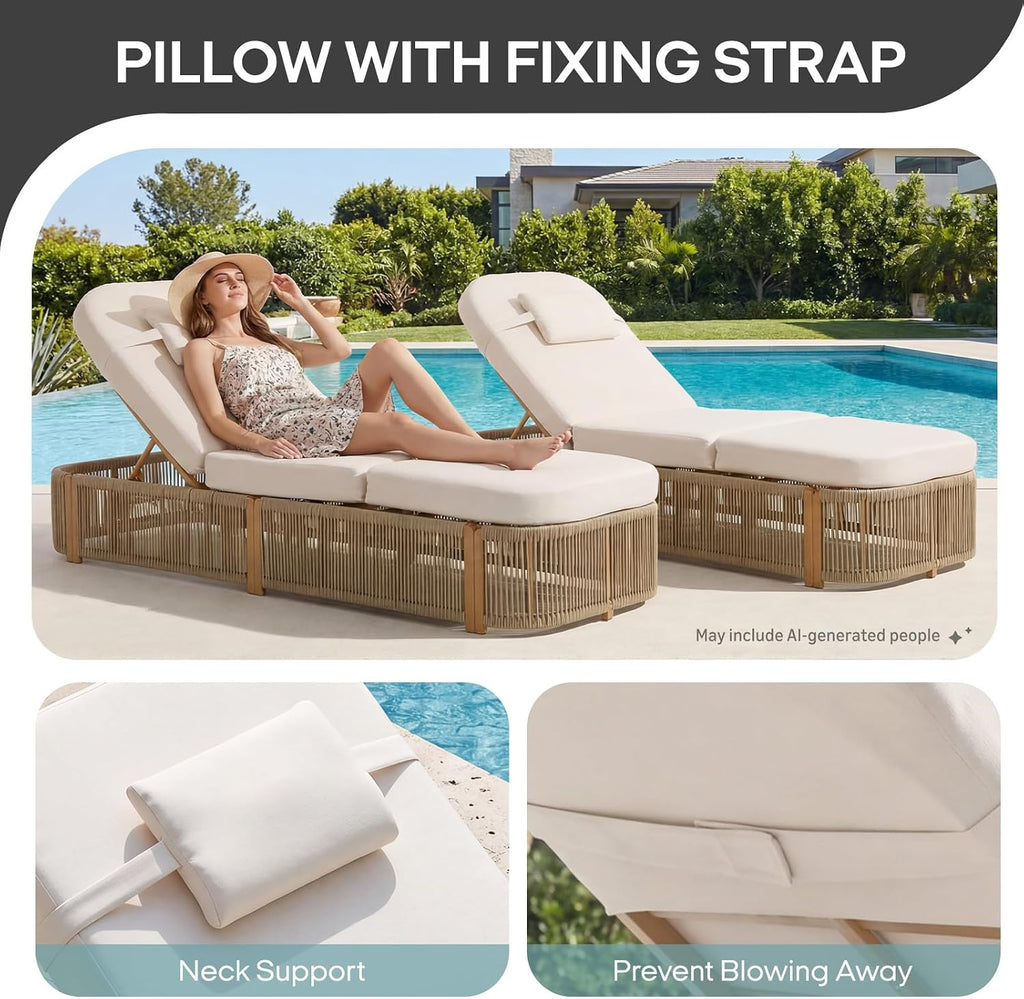 Outdoor Chaise Lounge Chairs Set of 4, 5-Position Adjustable Patio Reclining Lounge Chairs with Cushion, All-Weather