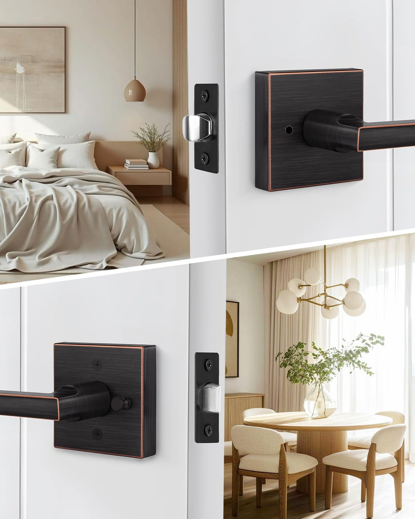 Oil Rubbed Bronze Door Handles Interior,Privacy Bedroom- 6 Pack