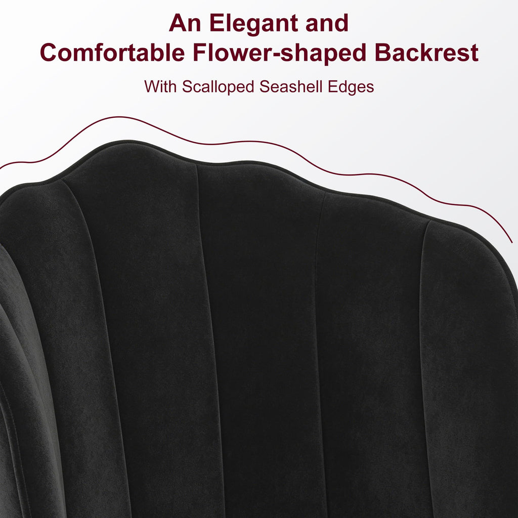 Velvet Dining Chairs Set of 2, Modern Upholstered Kitchen Chairs with Thick Cushions, Curved Padded Backrest and