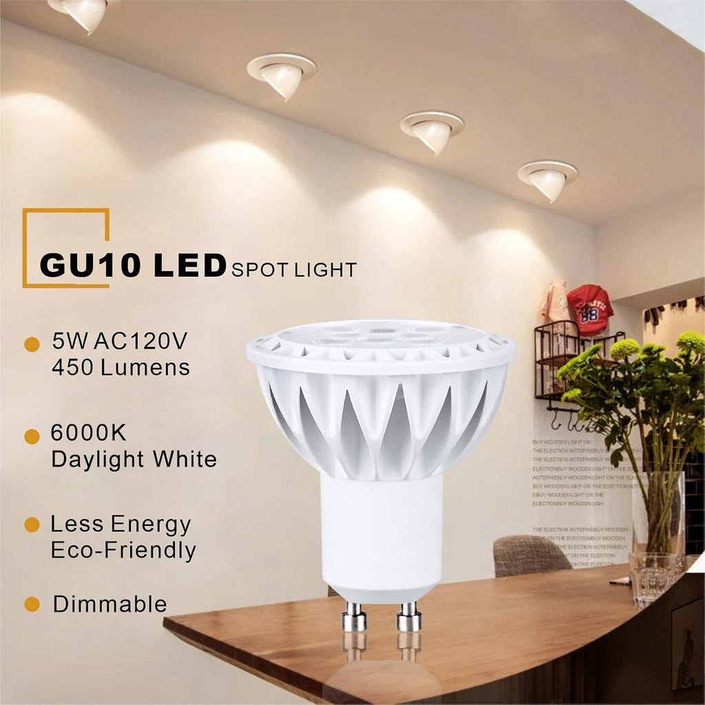GU10 LED Bulb 5W 6000K Daylight White Dimmable, Pack of 6