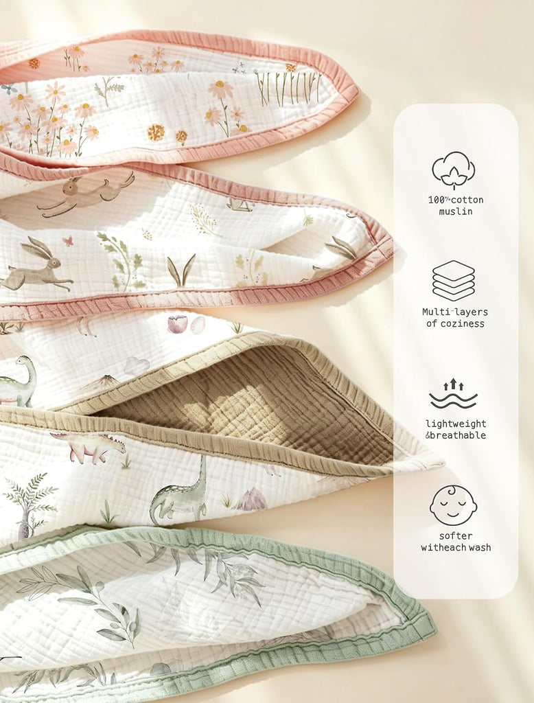 100% Cotton Muslin Baby Blanket, Layer 47 x 47 Inch