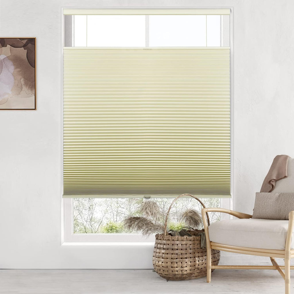 Top Down Bottom Up Cordless Cellular Shades, White | Blackou - Cream