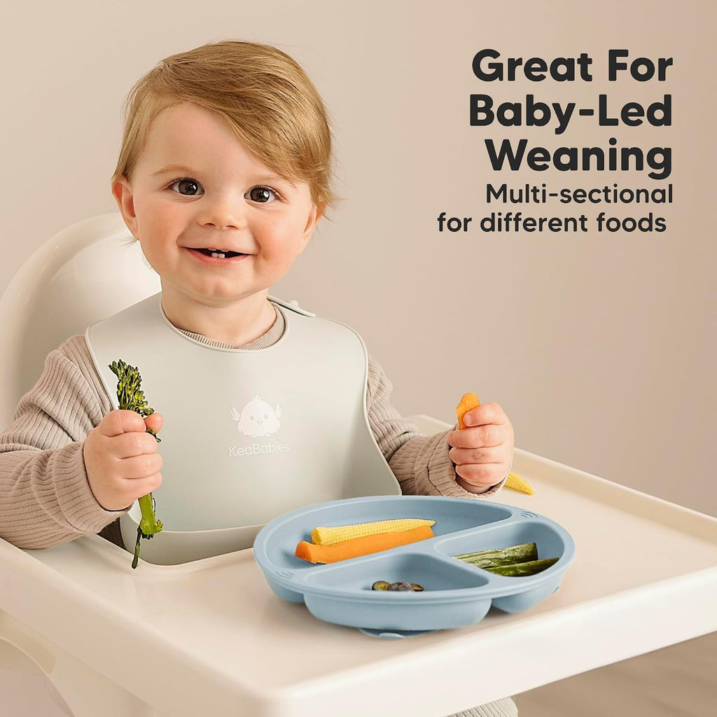 Suction Plates with Lids for Baby, 3pk, BPA-Free Silicone, Amaze