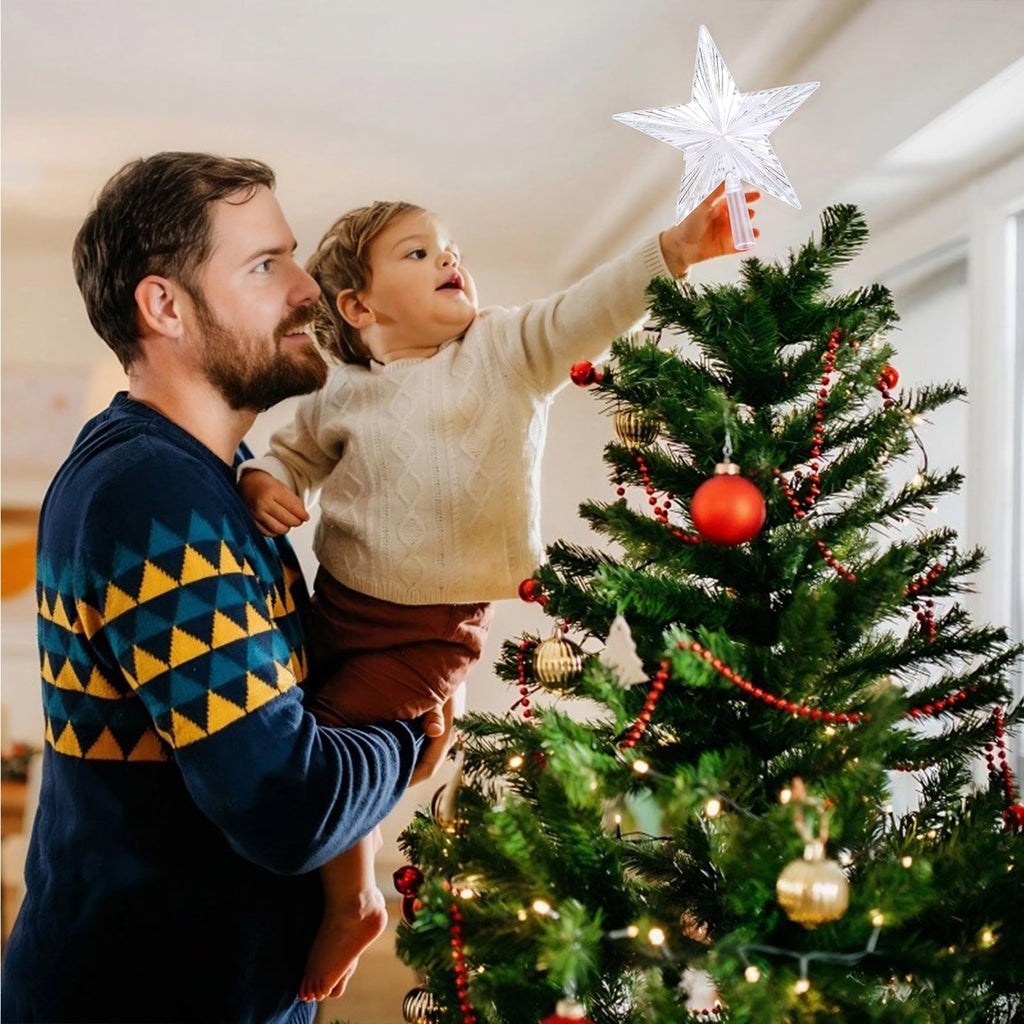 Christmas Tree Topper Star Warm White Light, Star Tree Topper for Christmas Tree Decoration Xmas Tree Topper with 30
