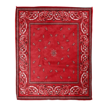 Decor Throw Blanket, Red Paisley Bandana Warm Soft Cozy Flannel Bed Blankets for Bed, Couch, Sofa and Chair, All