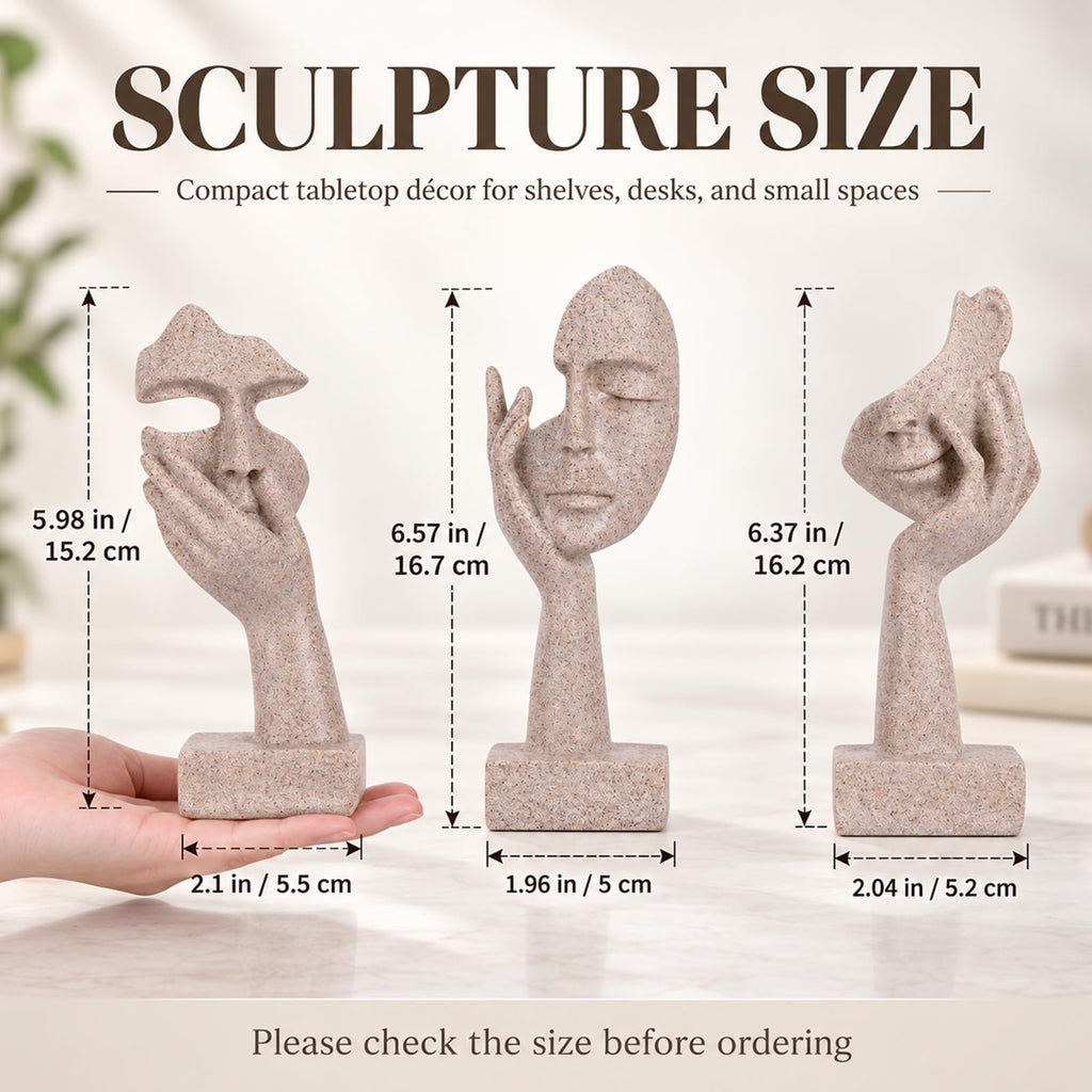 3 Pcs Thinker Statue - Resin Art Abstract Home Accent Figurines for Decor Apartment Bookshelf Floating Shelf Living