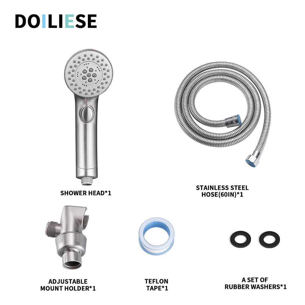 Shower Head, High Pressure 6 Setting Shower Head Hand-Held with ON/OFF Switch and Spa Spray Mode - Shower Heads with