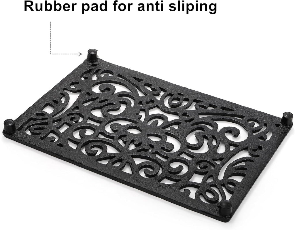 Cast Iron Trivet for Hot Pots and Pans, Heat Resident Rectangle Trivet Stands Holders for Wood Stove Skillet - Set of 2