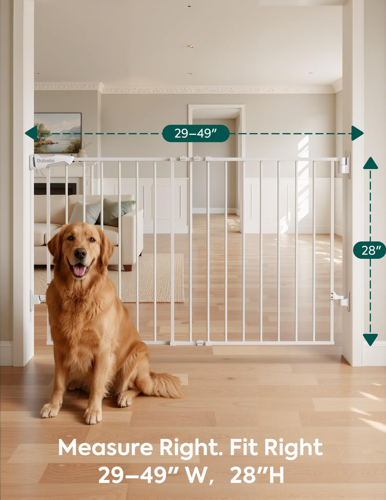 Baby Gate for Stairs, Kitchen & Doorways, No Bottom Bar| Easy Installation| One-Handed Operation| Auto-Close