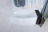 VTDR603022L 60-Inch Acrylic Curved Apron 3-Wall Alcove Tub with Left Hand Drain Hole, White