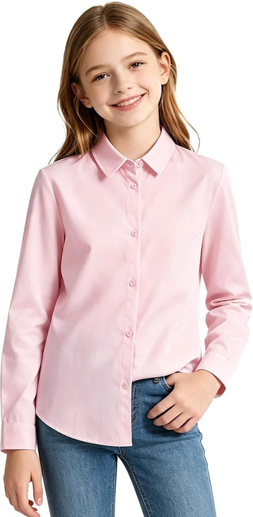 Shirts Button Down Long Sleeve Girl School Uniform Blouse
