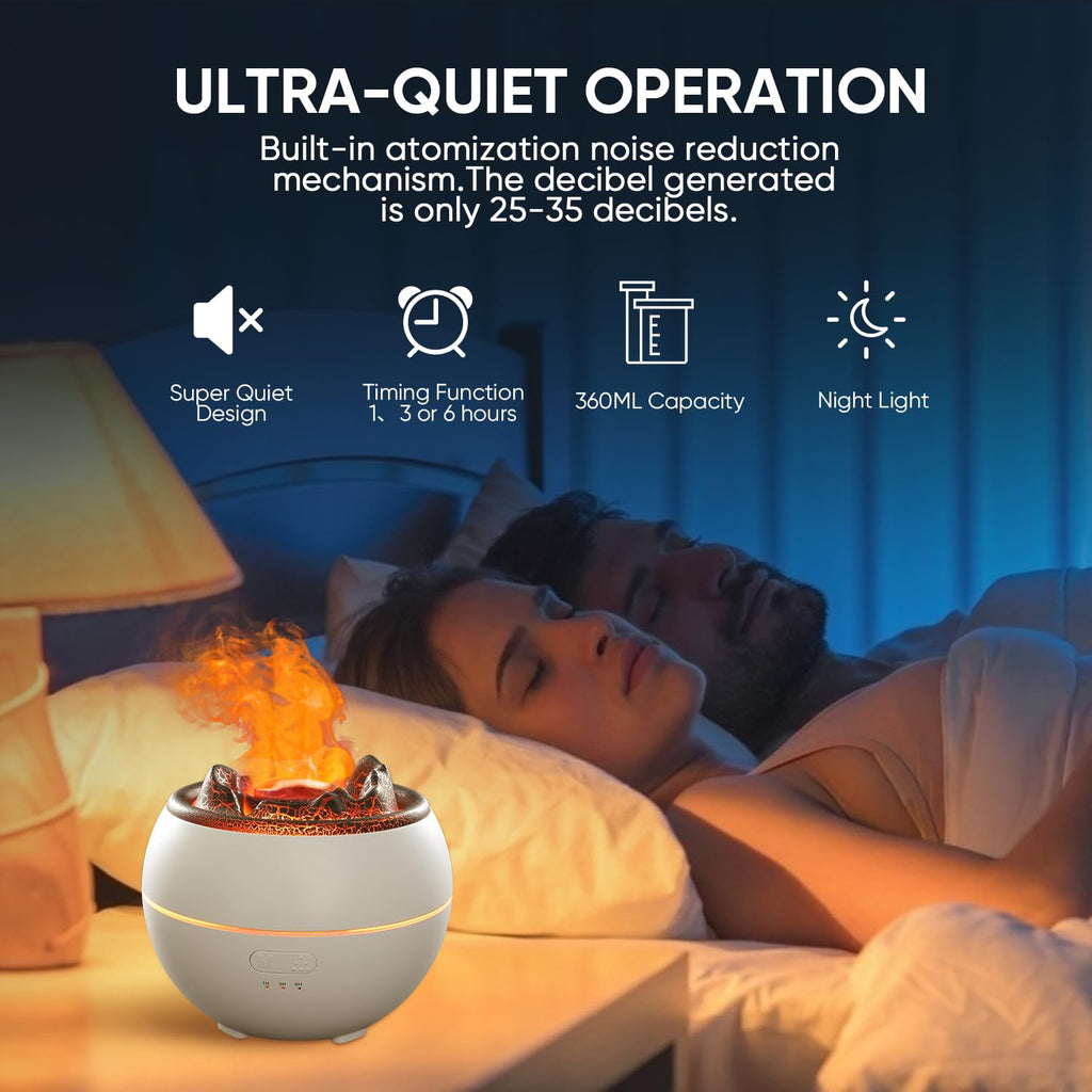 Essential Oil Diffuser, Volcano Flame Fire Oil Diffuser, 360ml Ultrasonic Cool Mist Aromatherapy Humidifier, Scent