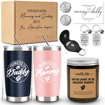 Pregnancy Gifts for New Parents, Mommy and Daddy 20 Oz Tumbler Gift Set for Expecting First Time Parents, Baby
