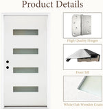 36" x 80" Fiberglass Entry Door with 4-Lite Frosted Glass - White, Right Hand Inswing, 4-9/16" Vinyl Frame