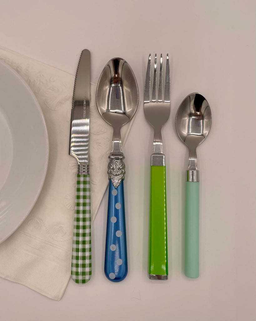 Eclectic Blue & Green Mix & Match Stainless Steel Flatware Collection, Set of 16