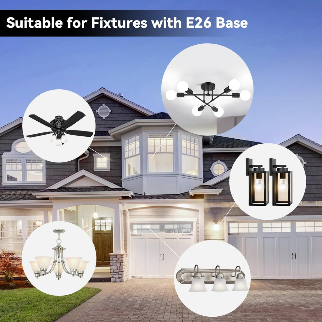 LED Light Bulbs Daylight 5000K, 60 Watt Equivalent LED Bulb, 9W Bright White Light Bulb, A19 E26 Standard Base, Non