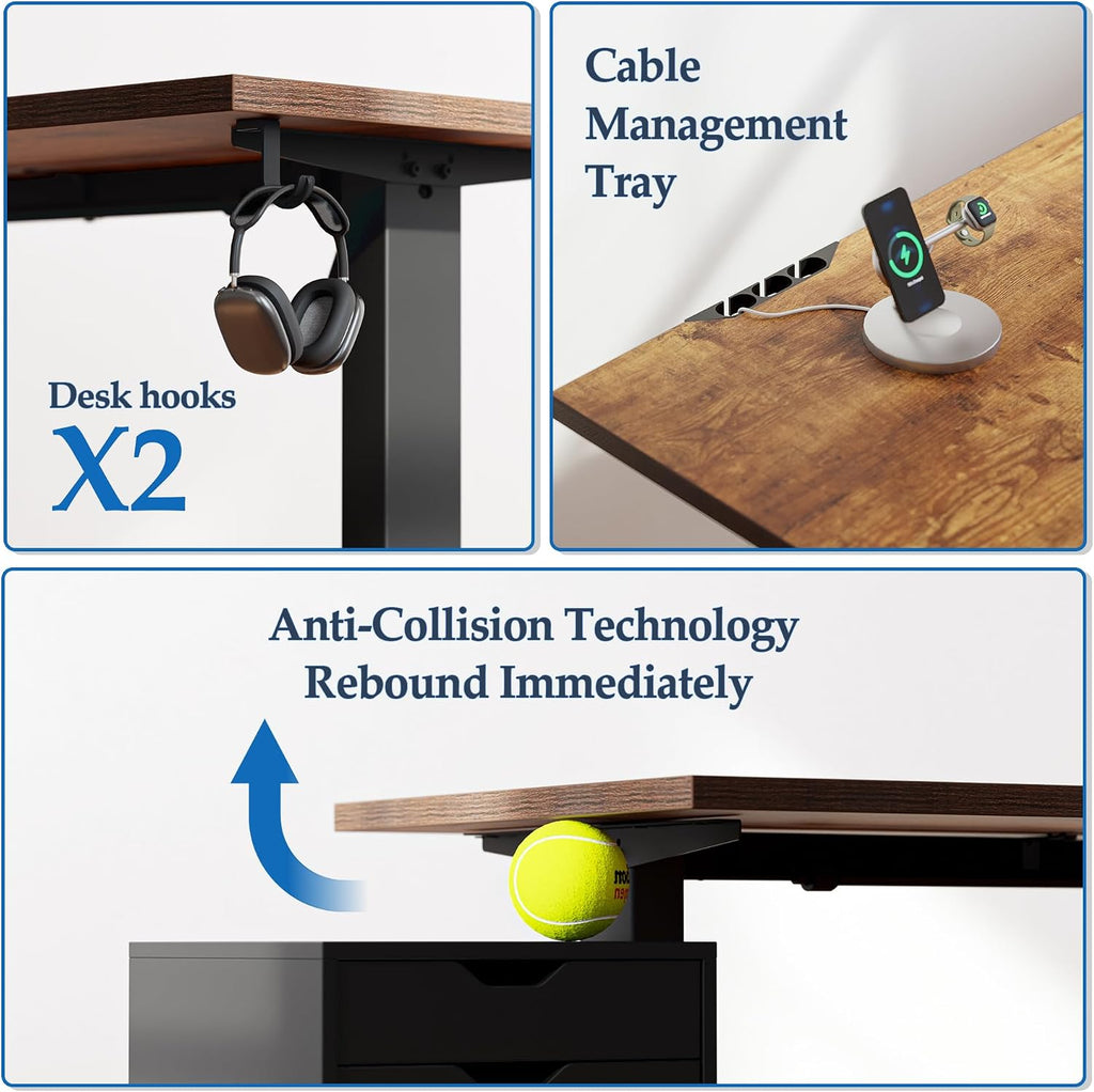L Shaped Standing Desk 63 x 55 Inch, Electric Height Adjustable Corner Desk Workstation, Ergonomic Sit Stand Computer