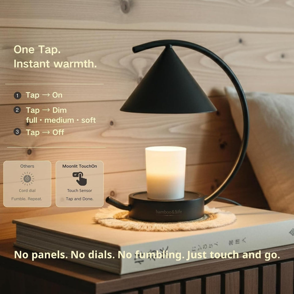 Japandi Moon Arc Candle & Wax Warmer Gift Set, Tsukimi Inspired