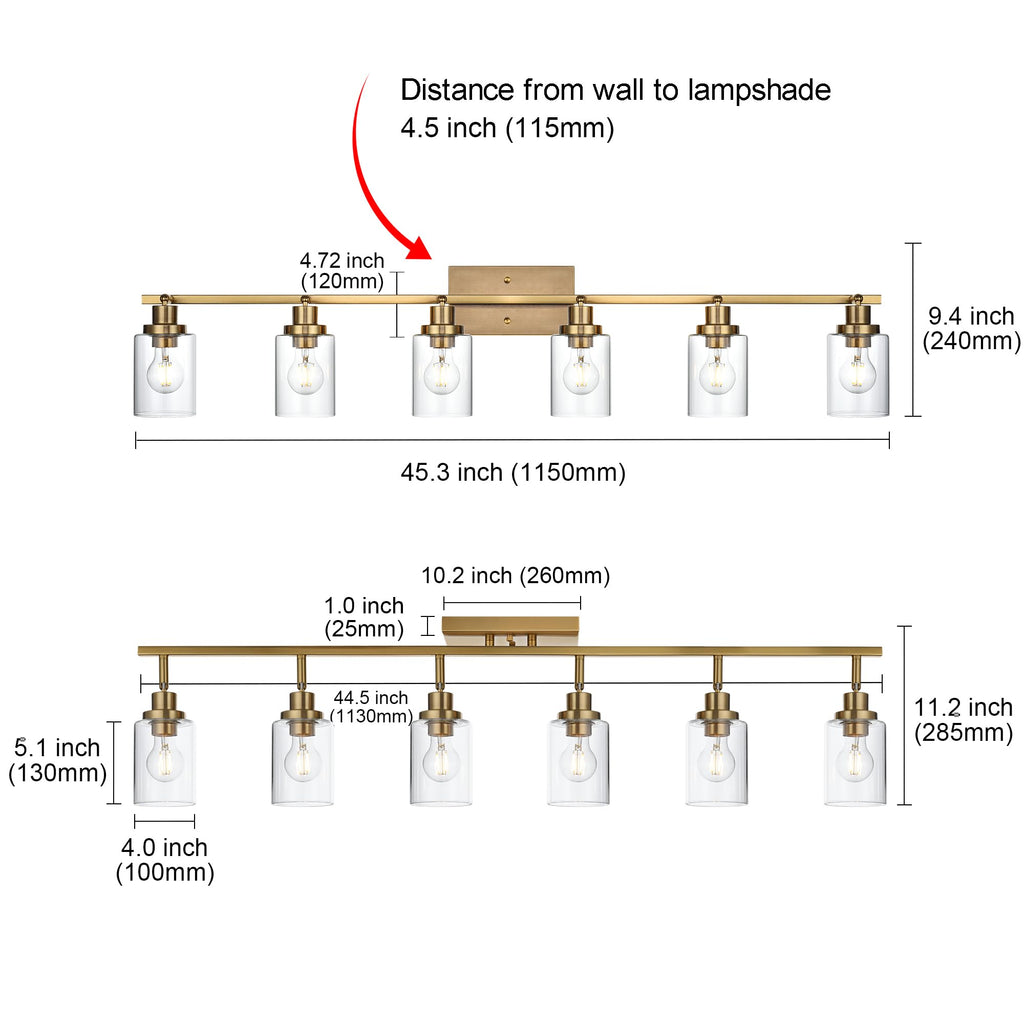 6 Light Multi-Directional Rotating Track Lighting Kit Brass