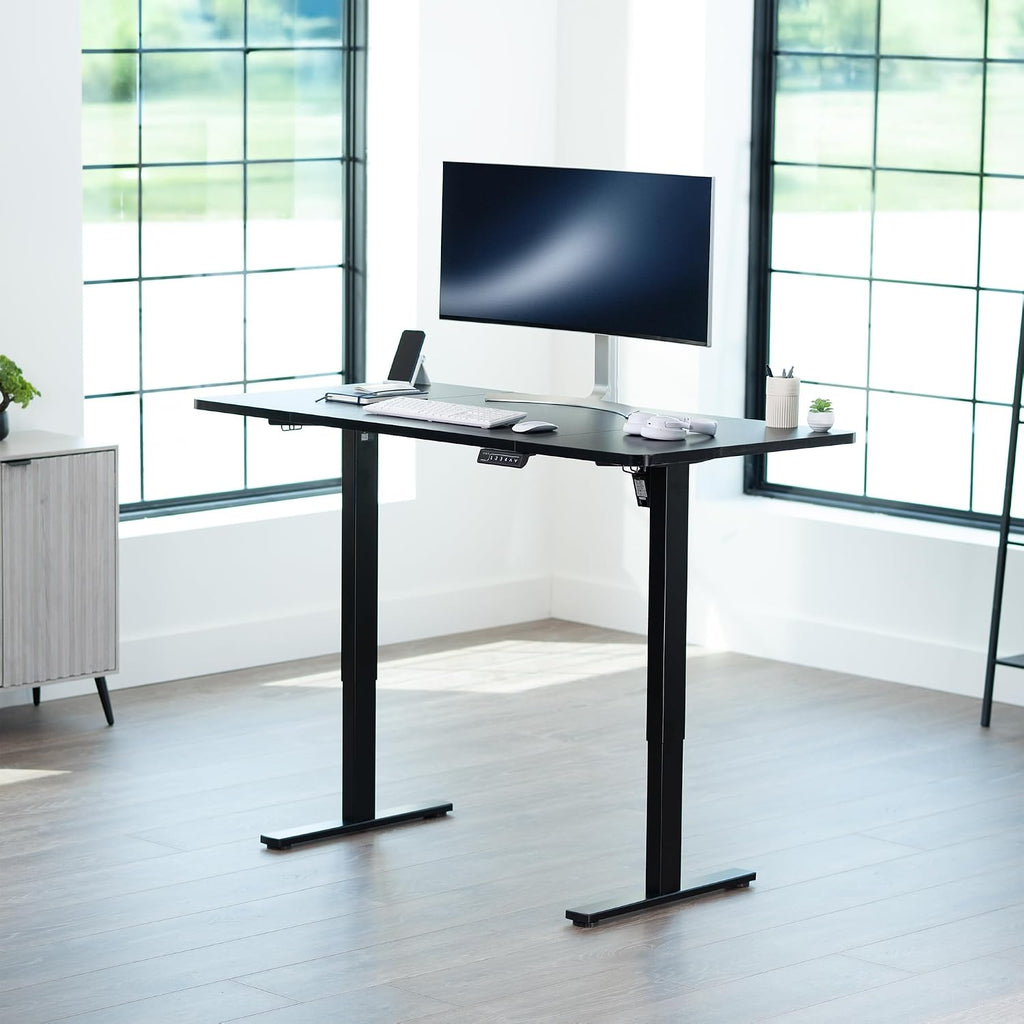 Black 60 x 24 in Standing Desk, DESK-KIT-1B6B | Electric, Holds 220 lbs, Sit Stand, Height Adjustable, Solid