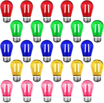 S14 Colored LED Light Bulb 2 Watt, Shatterproof Plastic