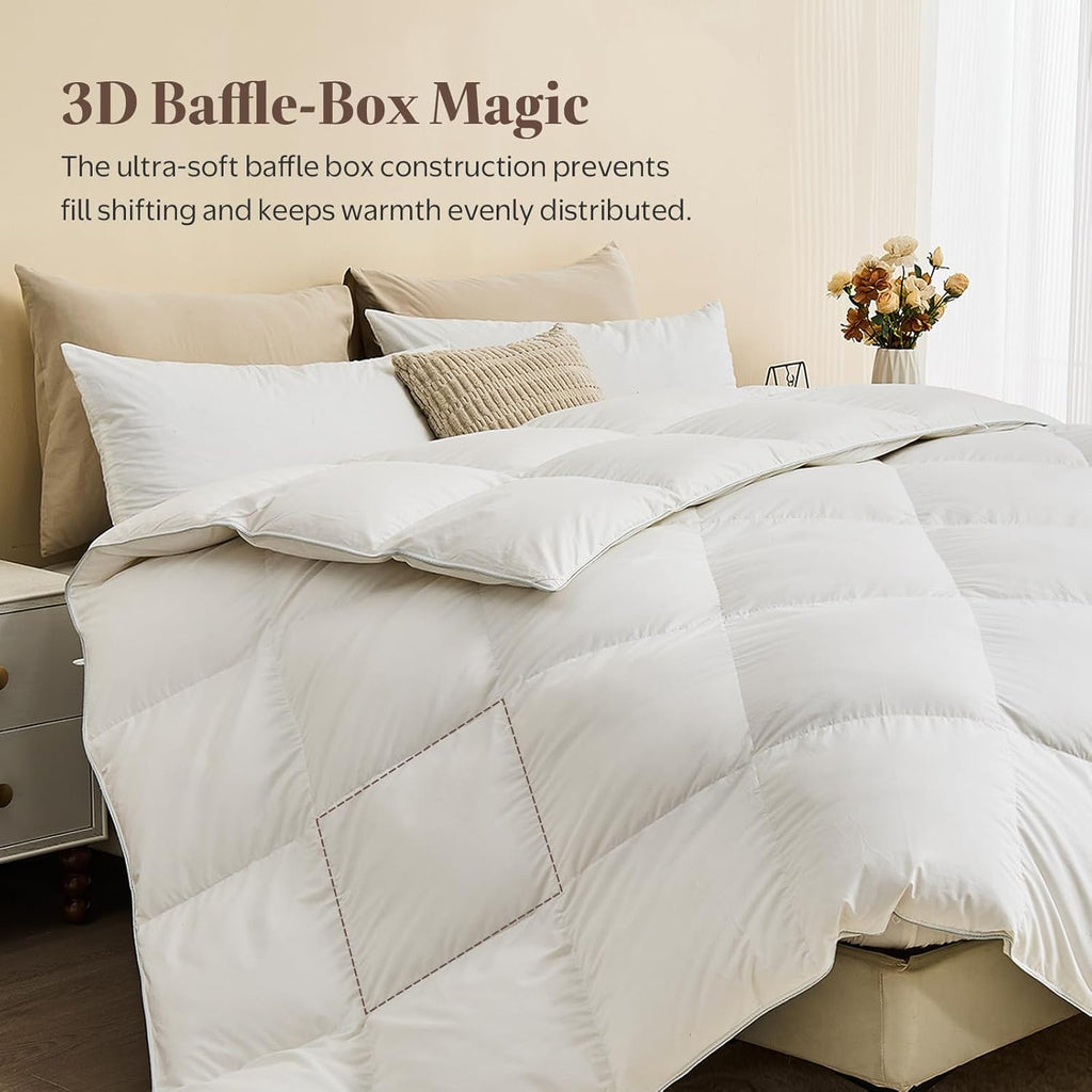 Luxury Down Feather Fiber Comforter Oversized Queen