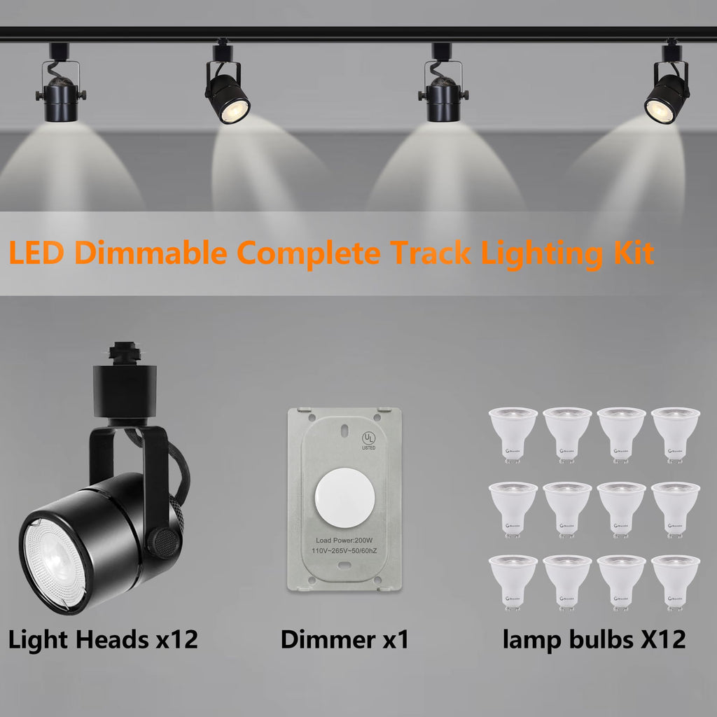 Track Lighting Heads with GU10 3CCT Adjustable Black 12 Heads