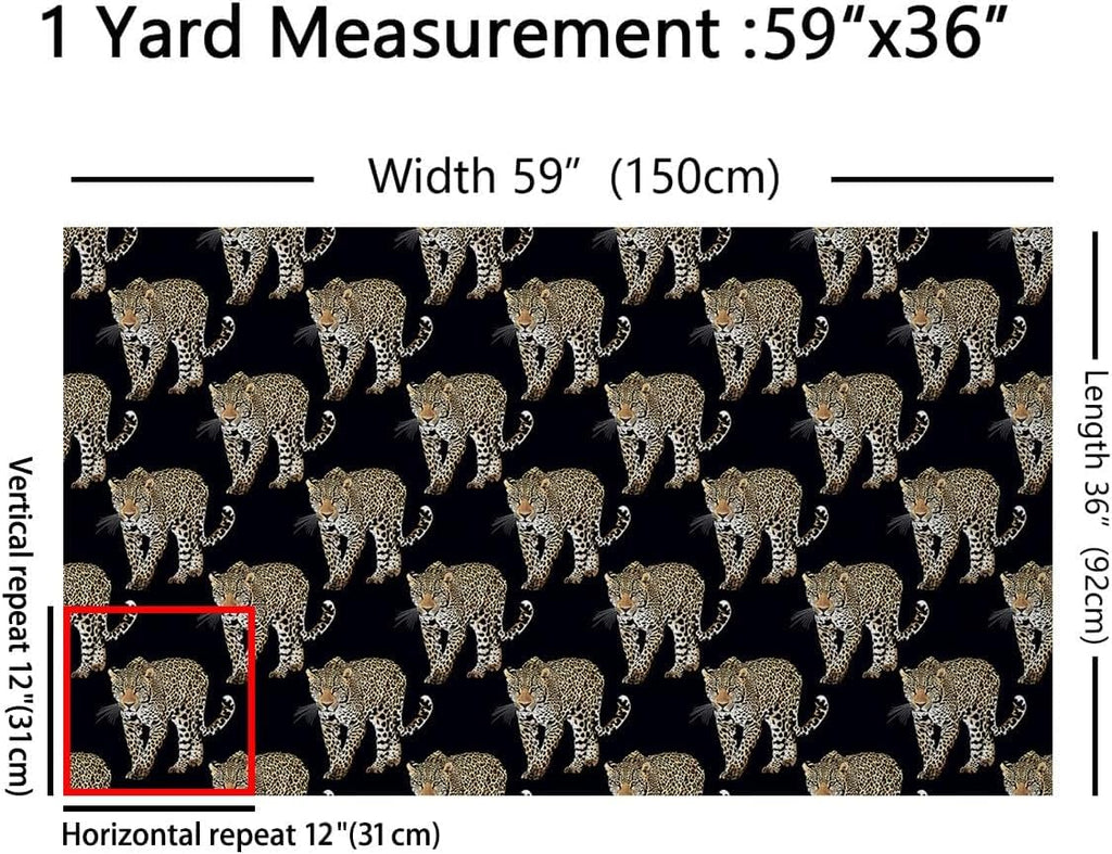 Cheetah Pattern Fabric by The Yard Leopard DIY Craft Hobby Polyester Fabric African Wild Animal Print Black Dot