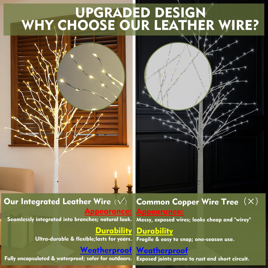 6FT Lighted Birch Tree, 260 LED Plug-in Fairy Tree Light with Timer