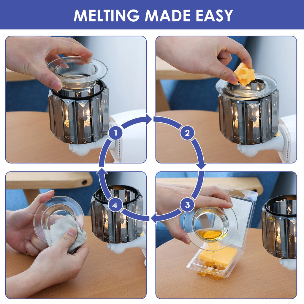 Plug in Wax Warmer- Ironwork Crystal Pluggable Fragrance Warmer for Warming Scented Candles or Wax Melts, Electric Oil