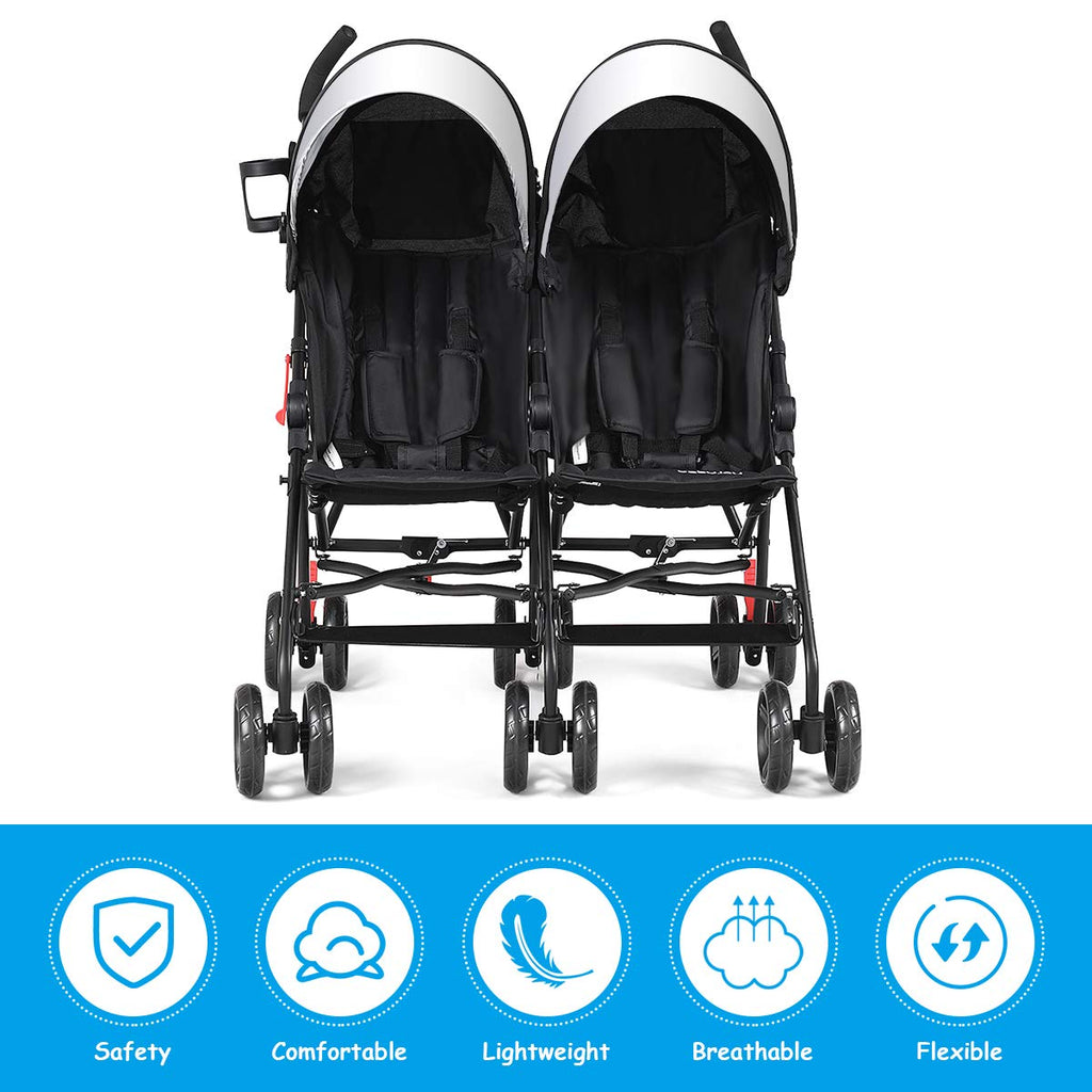 Lightweight Umbrella Stroller, Easy Fold Baby Stroller with 5-Point Safety Harness, Adjustable Backrest & Quick Lock