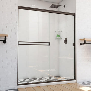 Alliance Pro BG 56-60 in. W x 70 3/8 in. H Semi-Frameless Sliding Shower Door in Oil Rubbed Bronze and Clear Glass