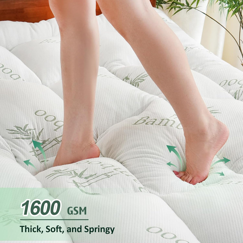 3 Inch Queen Mattress Topper, Breathable Bamboo Viscose Air Layer | Cooling Memory Foam Mattress Topper for Back Pain