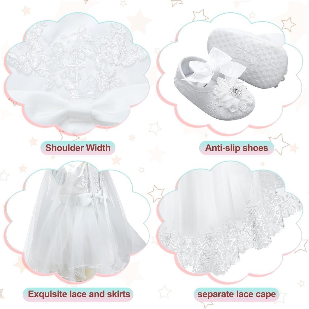 5 Pcs Baby Baptism Dresses for Girls Outfit