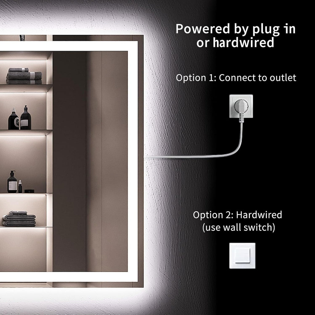 24X32 LED Bathroom Mirror with Lights, Anti-Fog, Dimmable, Backlit + Front Lit, Lighted Bathroom Vanity Mirror for