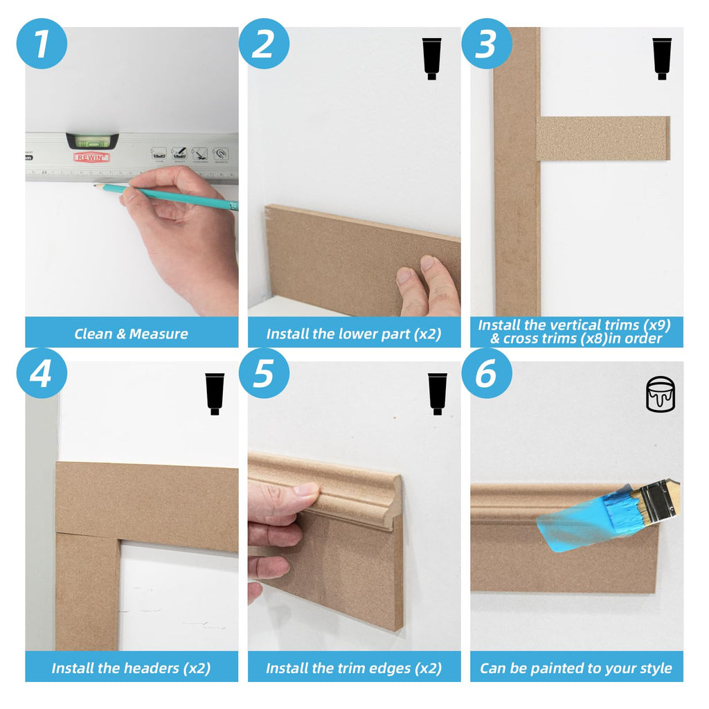 Premade Paintable Board and Batten Wainscoting Kit, 94.5 x 54 in