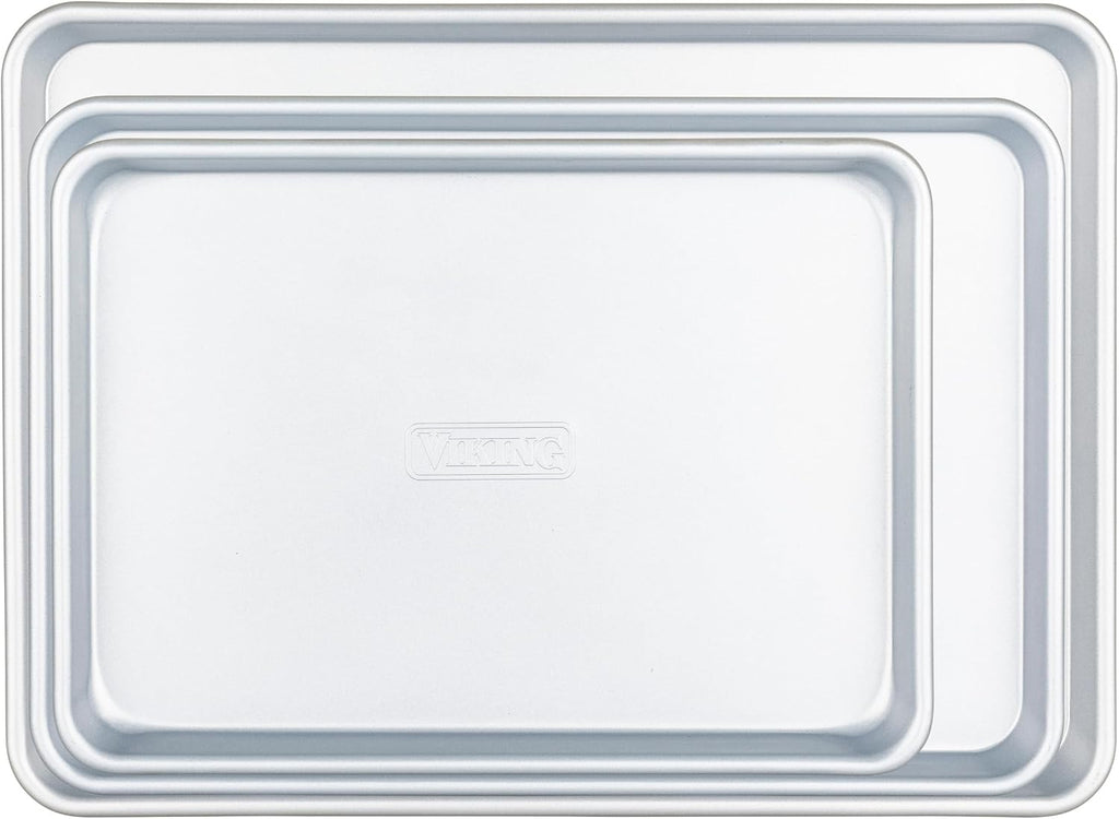 Premium 3-Piece Nonstick Sheet Pan Set, Made without PFAS, Heavy Gauge Aluminized Steel Cookie Sheets with Reinforced