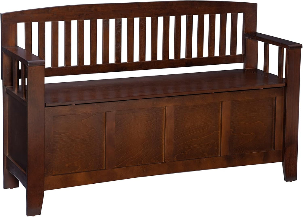 Dcor Home Decor Cynthia Storage Bench, 50"w x 17.25"d x 32"h, Walnut
