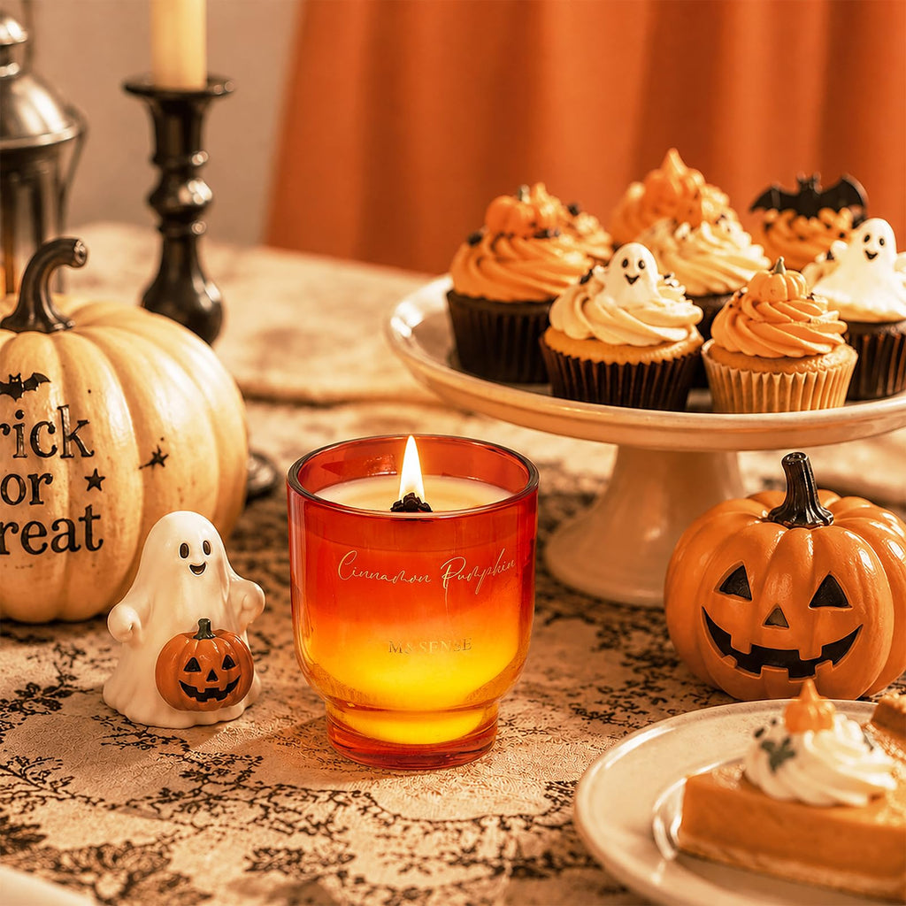 9.88oz Natural Soy Wax Jar Candle with Wooden Wick | Caramel Pumpkin Latte Scent | 55-Hour Burn & Long-Lasting Burn