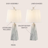 20.5" White Marble Finish Modern Resin Table Lamp Living Room