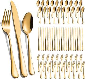 60-Pcs Gold Silverware Set - Stainless Steel Flatware Cutlery Set Service for 20