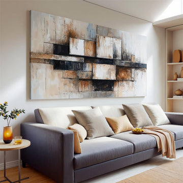 Modern Abstract Geometric Oversized Wall Art Decor Large Modern Abstract Beige And Black Wall Art Geometric Decor