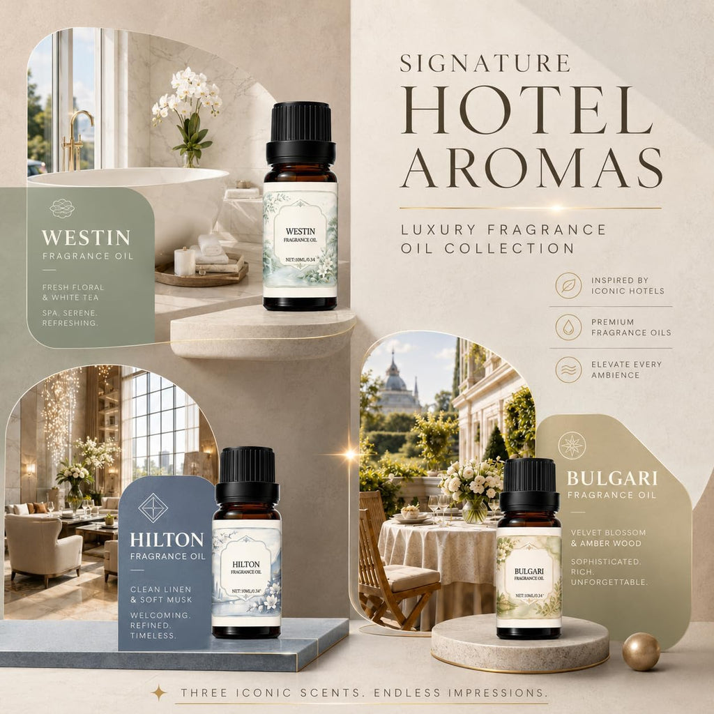 Fragrance Oil Set, 6 x 10ml Fresh Hotel Scents for Diffusers and Home