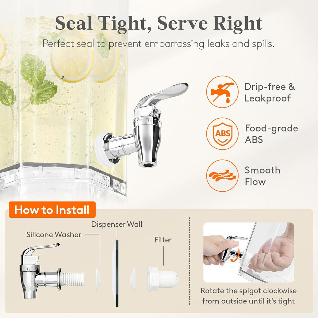 Gallon Drink Dispenser for Party with Leak-Proof Spigot - Set of 2