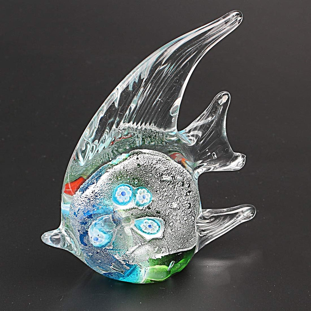 Angel Fish Art Glass Blown Sea Animal Figurine Sculpture Home Decor Collectible Statue Paper Weight Gift Ornament